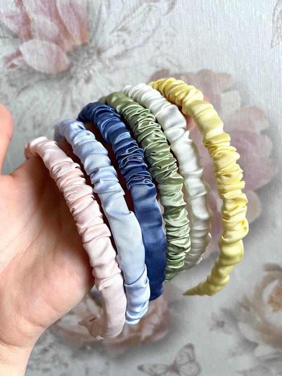 Kabwea 4 Paia di Fasce Boho Donna, Fazzoletti Triangolari, Bandane in Chiffon, Fasce per Capelli Turbante, Fazzoletti Elastici (Nero, Grigio, Cachi, Marrone