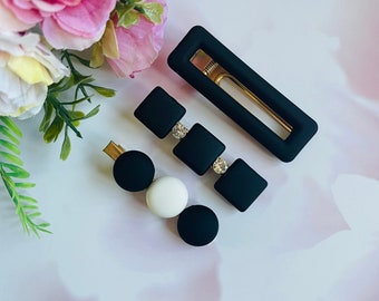 Rose gold and black Resin hair clips