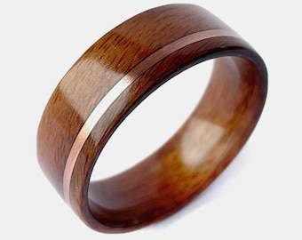 Rosewood Ring: Minimalist Bentwood Wedding Band