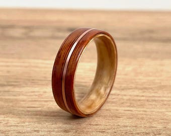 Anillo de palisandro: alianza de boda minimalista de madera, joyería natural.