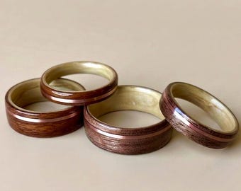 Ring van gebogen hout palissander - ring van walnoothout - houten trouwring - houten ringen voor mannen - houten ring - houten herenring - ring van gebogen hout voor mannen