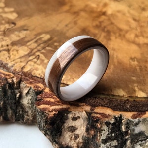 Walnut Bentwood Ring. Wooden Wedding Band. Engagement Wood Ring. Band wooden ring engagement Anniversary.Wood and resin mens wedding band image 4