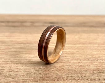 Walnut & Copper Wood Ring: Handmade 5th Anniversary Band