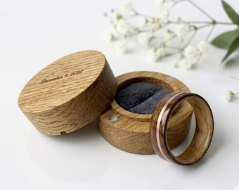 Mens Wooden Ring with Copper Inlay, 5th Anniversary Wood Gift for Husband, Rustic Wedding Band, Walnut Wood Ring, Unique Handmade Jewelry