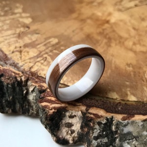 Walnut Bentwood Ring. Wooden Wedding Band. Engagement Wood Ring. Band wooden ring engagement Anniversary.Wood and resin mens wedding band image 5