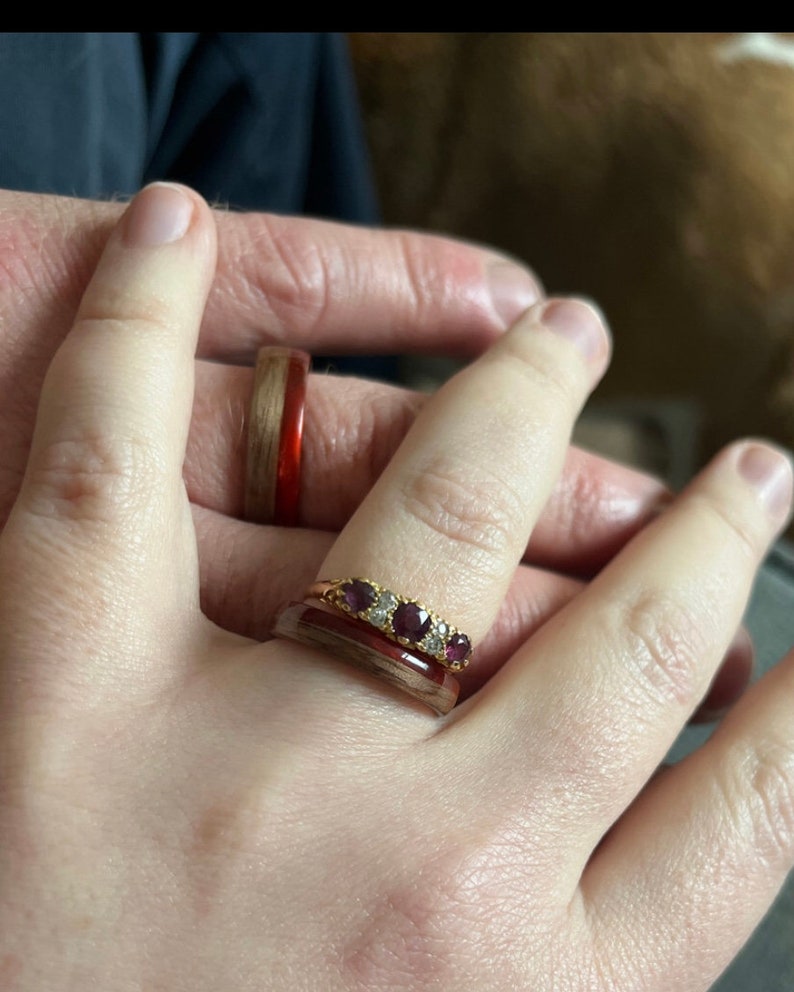 Walnut Bentwood Ring. Wooden Wedding Band. Engagement Wood Ring. Band wooden ring engagement Anniversary.Wood and resin mens wedding band image 10