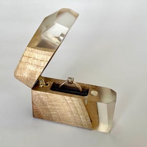 Epoxy Wood Engagement Ring Box: Slim Elegant Ring Holder