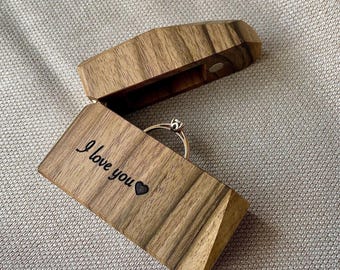 Slim Wood Ring Box: Personalized Proposal Engagement Ring Holder