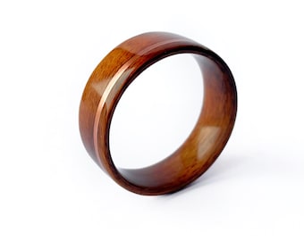 Rosewood Ring with Copper Inlay, Minimalist Wooden Wedding Band, Handmade Exotic Wood Jewelry, Anniversary Gift for Him Her, Unique Band