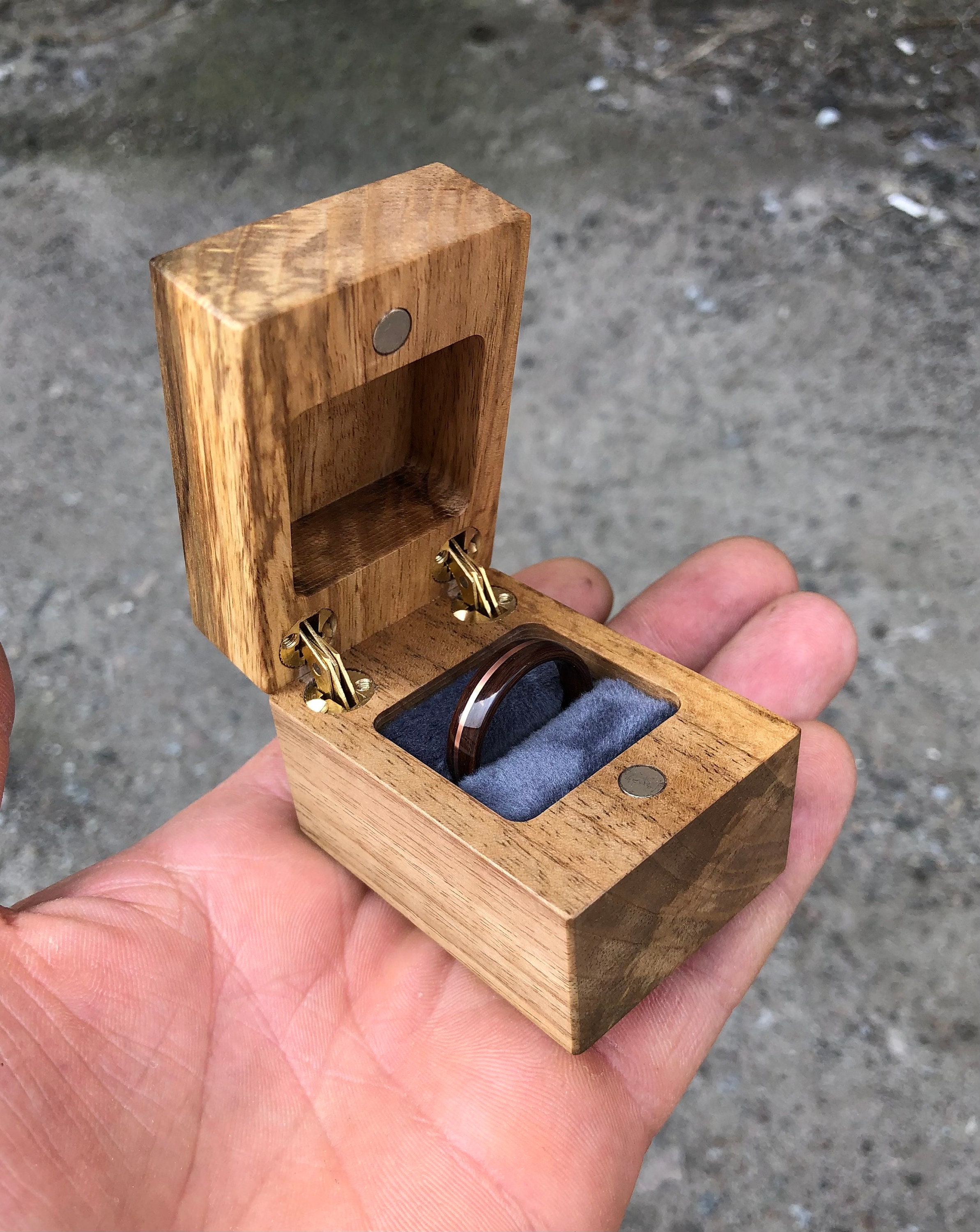 Slim Walnut Wooden Ring Box. Proposal Ring Box. Wood Ring Holder