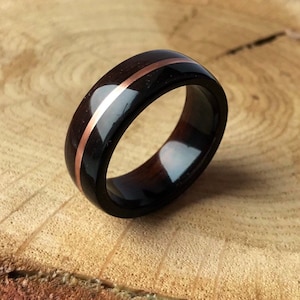 Ebony & Walnut Wood Ring: Minimalist Wedding Band