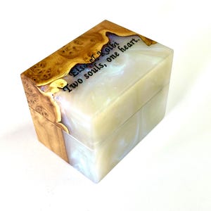 Handcrafted Epoxy Wood Ring Box: Slim Engagement Ring Holder