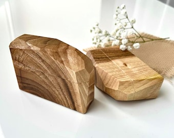 Slim Geometric Walnut Ring Box, Proposal Engagement Wedding Ring Holder