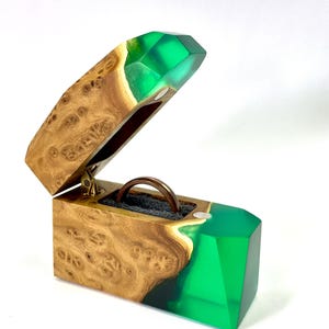 Handmade Wood & Epoxy Ring Box: Slim Engagement Ring Holder