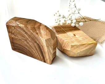 Slim Geometric Walnut Ring Box, Proposal Engagement Wedding Ring Holder