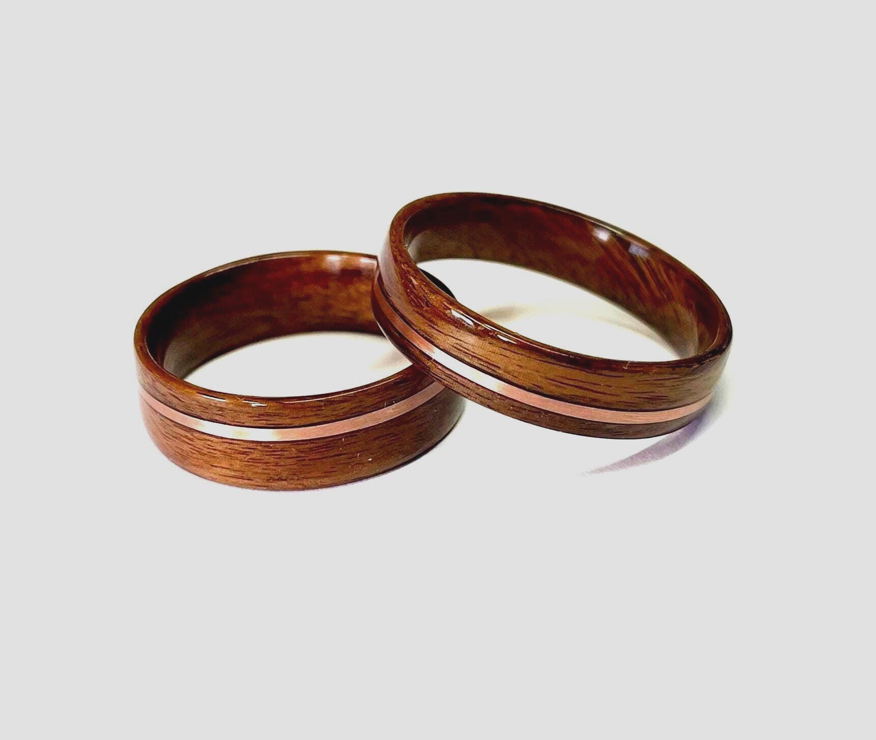 Bentwood Wedding Ring: Rosewood & Walnut, Handmade Wooden Jewelry