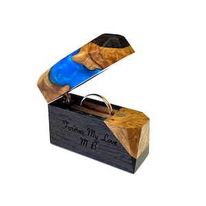 Wood and Green Resin Ring Box: Black Oak & Olive Wood, Engagement Proposal