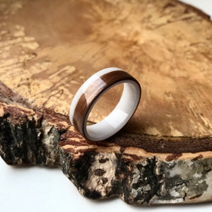 Walnut Bentwood Ring. Wooden Wedding Band. Engagement Wood Ring. Band wooden ring engagement Anniversary.Wood and resin mens wedding band image 6