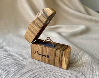 walnut wooden ring box, proposal wooden ring case, engraved small ring box, nature inspired wooden jewelry box, engagement gifts for her