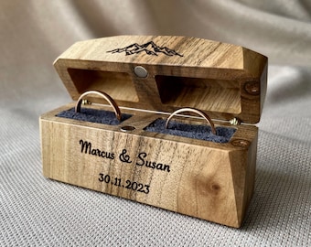 Personalized Walnut Wooden Ring Box, Engraved Proposal Keepsake
