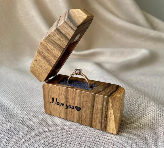 Wedding Ring Holder Thin Engagement Ring Box Rotating Engagement