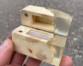Engraved Wood & Epoxy Resin Ring Box - Unique Proposal Box