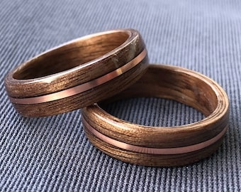 Anillo de madera doblada de nogal - Anillo de madera de nogal -anillo de boda de madera -anillos de madera para hombres - anillos de madera - madera de anillo para hombres - anillo de madera para hombres