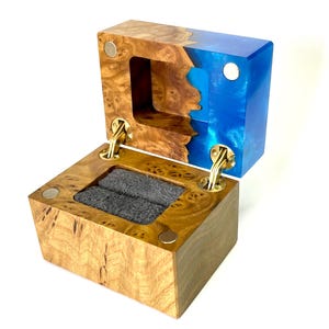Epoxy Wood Engagement Ring Box: Slim Elegant Ring Holder