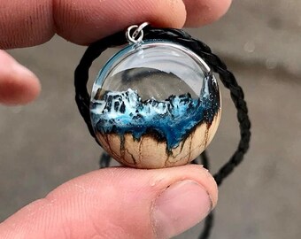 Handmade Wood & Resin Glow In The Dark Pendant Necklace - Light Absorbing, Luminous, Unique Women's Jewelry - View #7