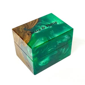 Epoxy Wood Engagement Ring Box: Slim Elegant Proposal Ring Holder
