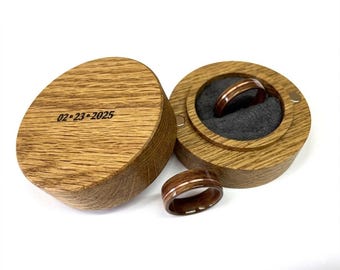 Walnut Wood Inlay Ring, Rustic Wedding Band with Copper, Handcrafted Bentwood Ring for Men or Women Wedding Band set wooden