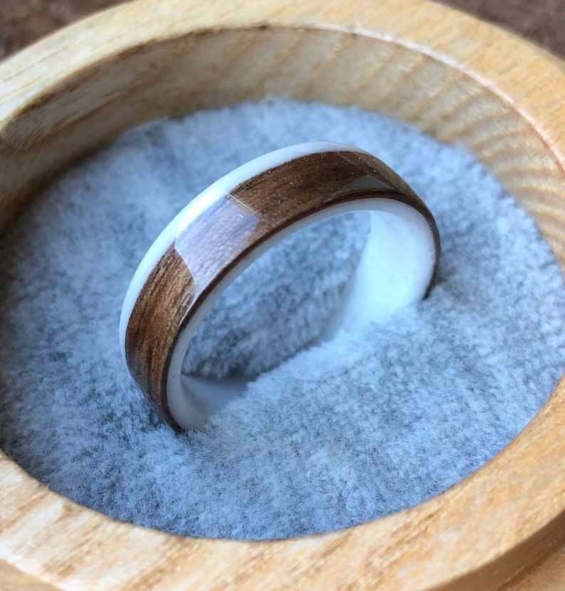 Walnut Bentwood Ring. Wooden Wedding Band. Engagement Wood Ring. Band wooden ring engagement Anniversary.Wood and resin mens wedding band image 1