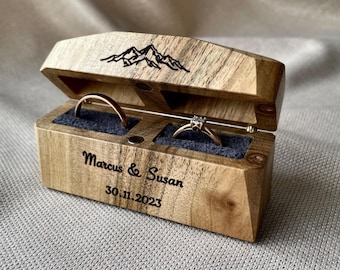 Personalized Walnut Wooden Ring Box, Engraved Proposal Keepsake