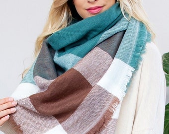 teal plaid scarf