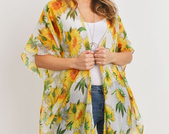 Sunflower Kimono Jacket Cardigan Beach 