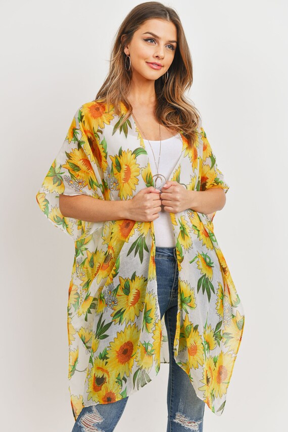 Sunflower Kimono Jacket Cardigan Beach 