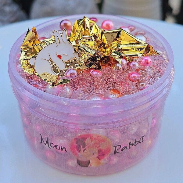 Moon Rabbit, Clear Slime, Gold Slime, Chinese Slime, Year of The Rabbit, Pink Slime, Bead Slime, Gifts for Kids