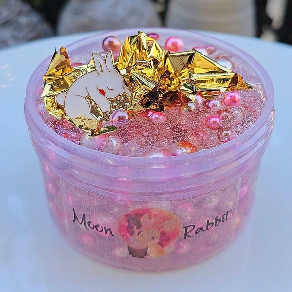 Moon Rabbit, Clear Slime, Gold Slime, Chinese Slime, Year of The Rabbit, Pink Slime, Bead Slime, Gifts for Kids