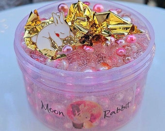 Moon Rabbit, Clear Slime, Gold Slime, Chinese Slime, Year of The Rabbit, Pink Slime, Bead Slime, Gifts for Kids