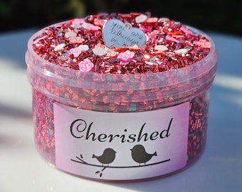 Cherished, Bingsu Slime, Crunch Slime, Valentine's Slime, Gifts for Kids, Pink Slime