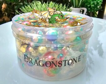 Dragonstone, Clear Slime, Dragon Slime, Beaded Slime, Rainbow Slime, Gifts for Kids