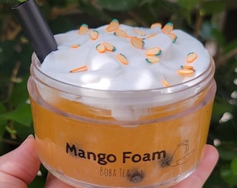 Mango Foam, DIY Jelly Slime, Jelly Cube Slime, Inflating Slime, Boba Slime