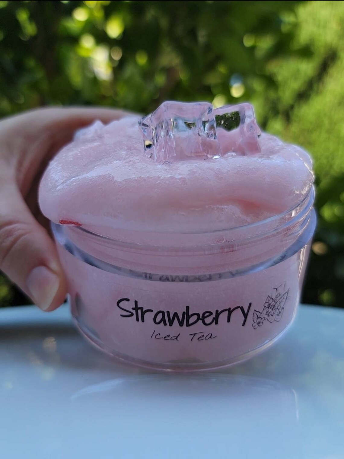 Strawberry Iced Tea Clear Jelly Cube Slime Strawberry Boba Etsy