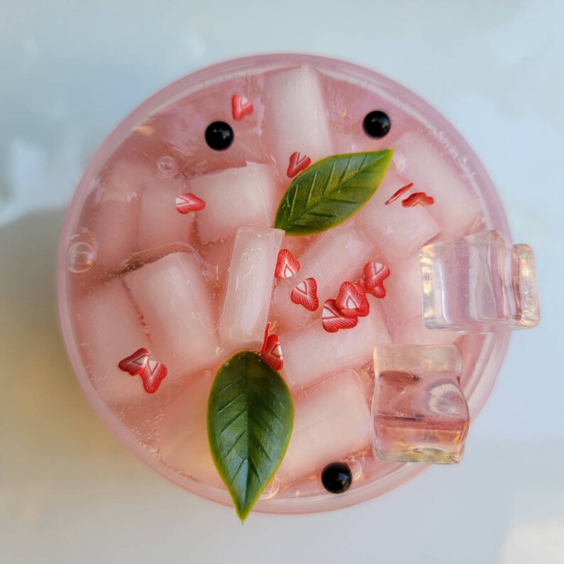 Strawberry Iced Tea Clear Jelly Cube Slime Strawberry Boba Etsy