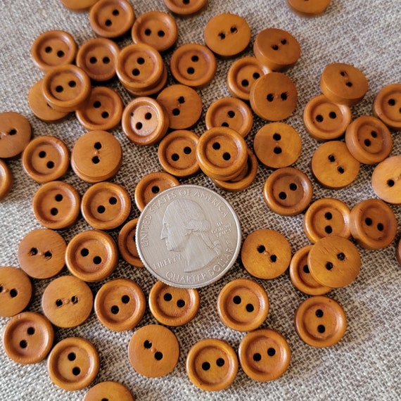 Dyed Wooden Buttons, 12mm Wooden Button, Caramel Brown Buttons, Saddle Brown  Buttons 