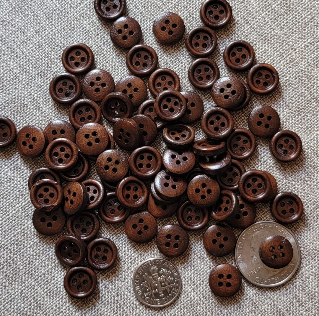 Dyed Wooden Buttons, 12mm Wooden Button, Caramel Brown Buttons, Saddle Brown  Buttons 