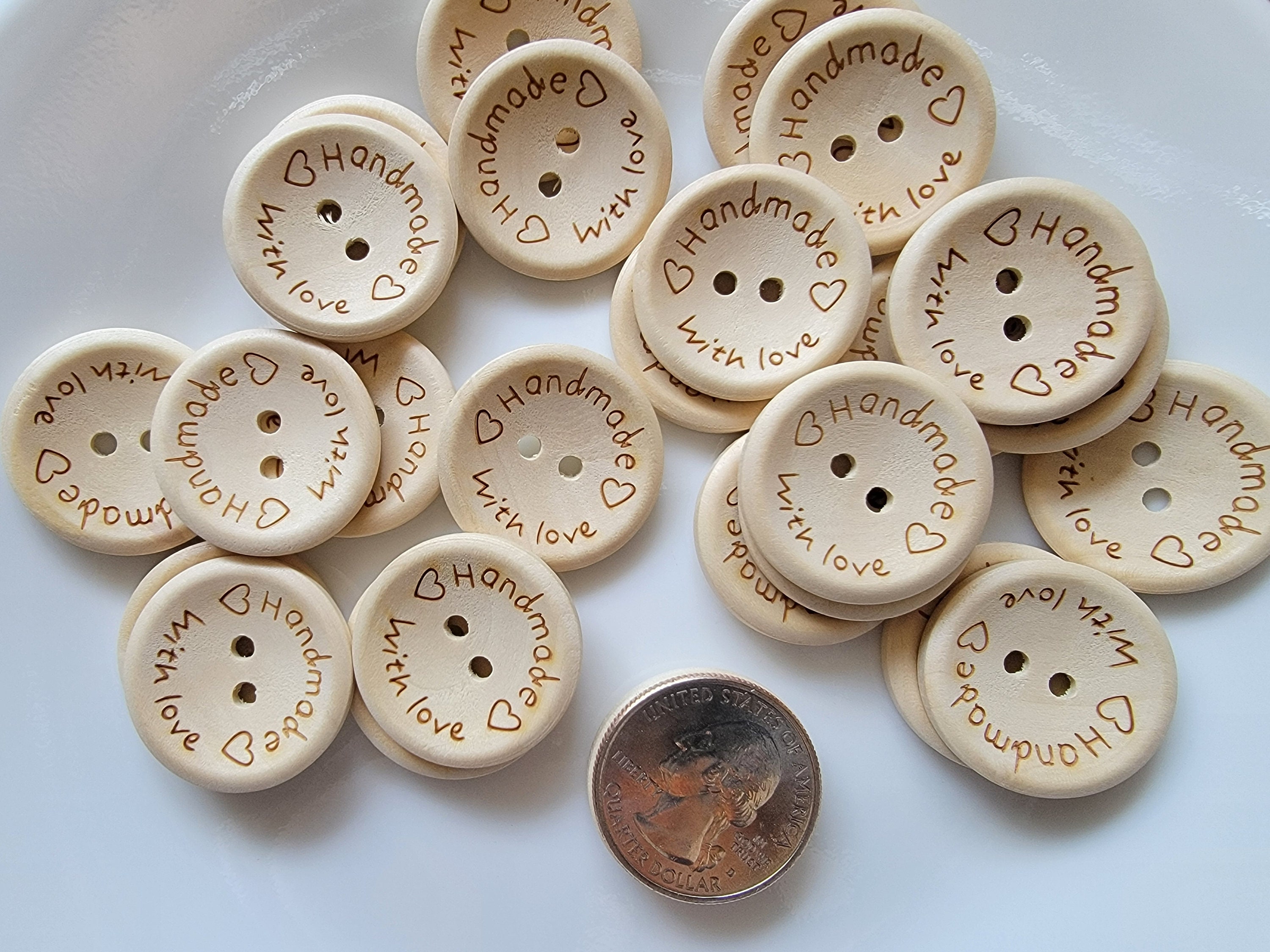 Handmade With Love Wood Buttons - 25mm, Hobby Lobby