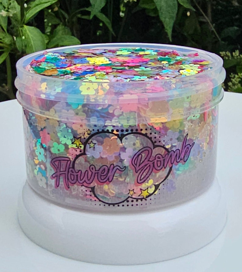 Flower Bomb, Sequin Bomb, Clear Slime, Crunchy Slime, Gifts for Kids image 3
