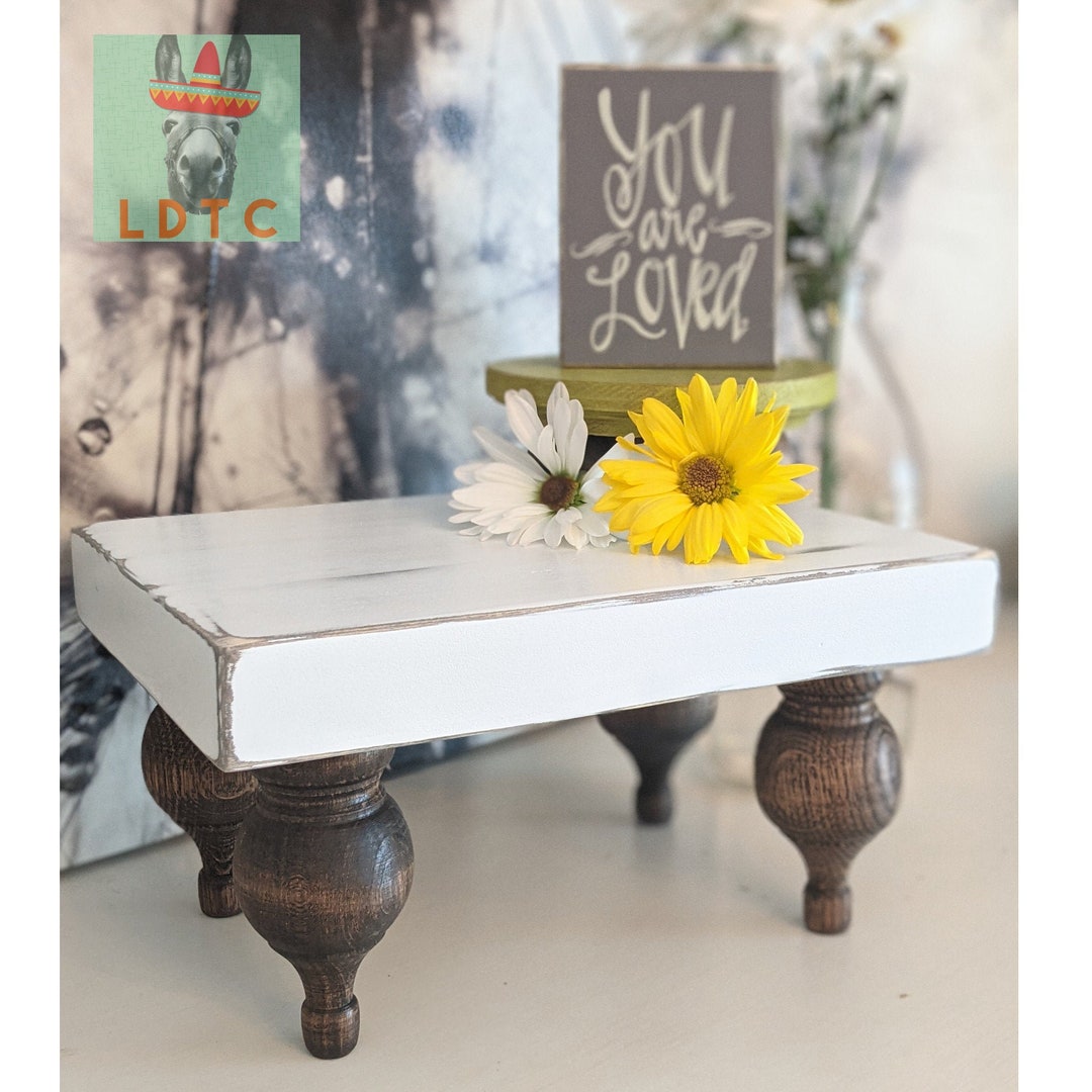 Farmhouse Riser Stand, Distressed Wooden Riser, Decorative Tray ...