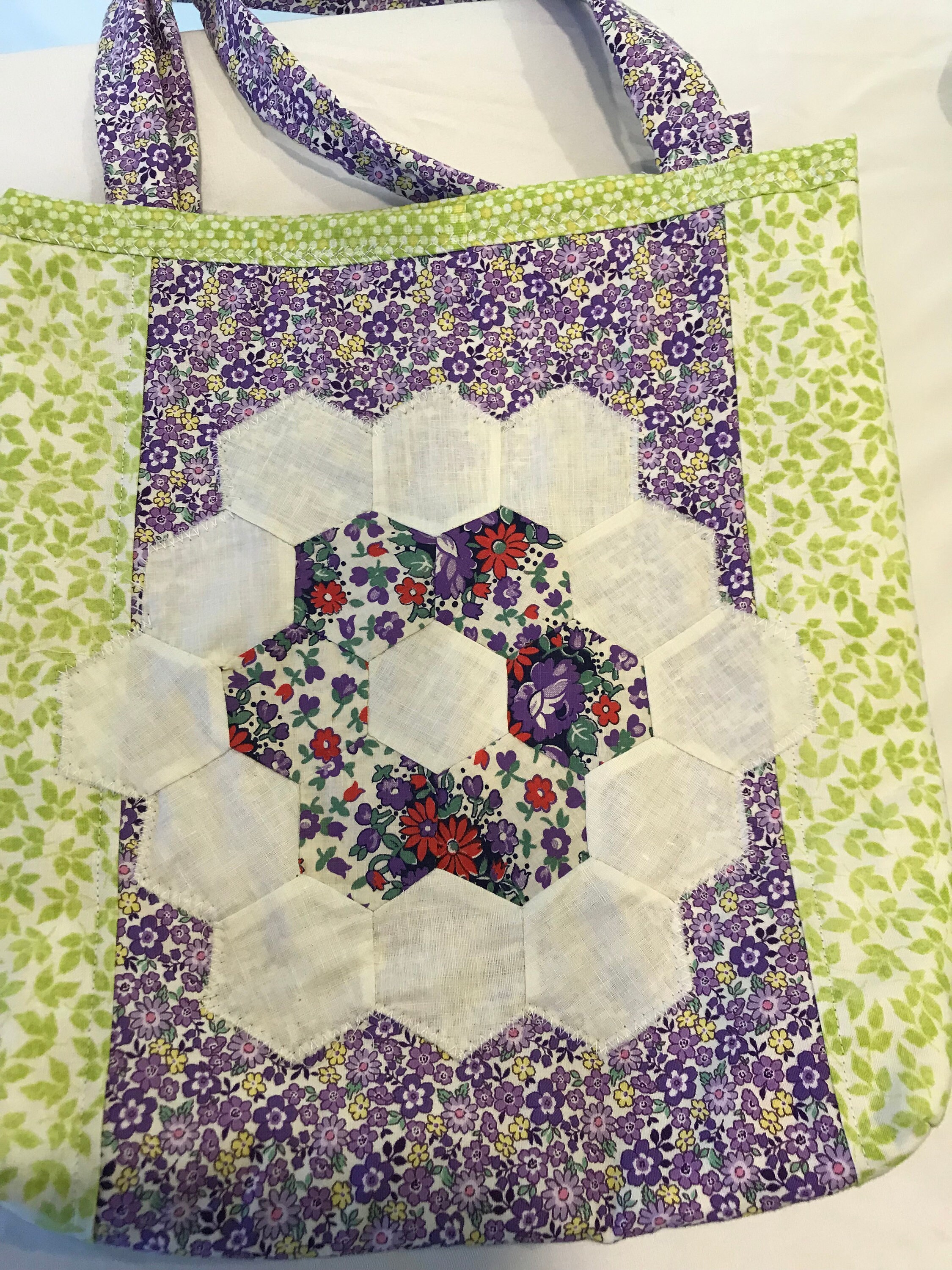 Easy Quilt Block Tote Bag SEWING PATTERN, Project Bag, Knitting Bag